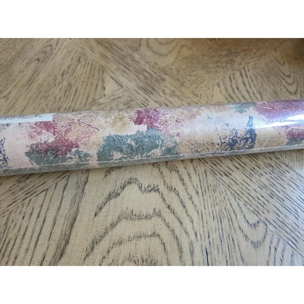 Sunworthy Wallpaper Wallcovering New NOS 1980s 3152907 Leaves Maroon Green Blue
